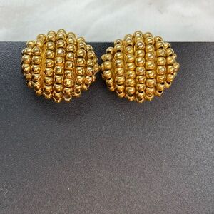 Napier Clip‎ on Earrings, gold tone. Classic design. Vintage.